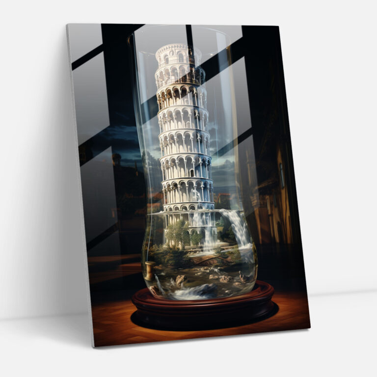 Leaning Tower Of Pisa Realistic Glass Print - Leaning Tower Of Pisa, Lifelike Portrayal, Incredibly Detailed, Home Decoration