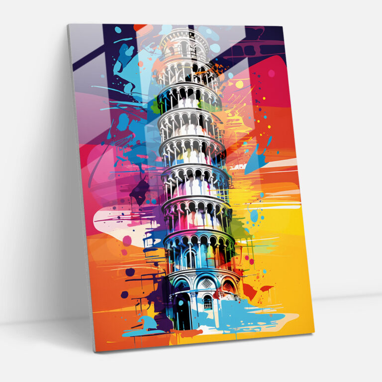 Leaning Tower Of Pisa Pop Art Glass Wall Art - Leaning Tower Of Pisa, Leaning Tower Of Pisa, Glass Wall Art, Modern Art