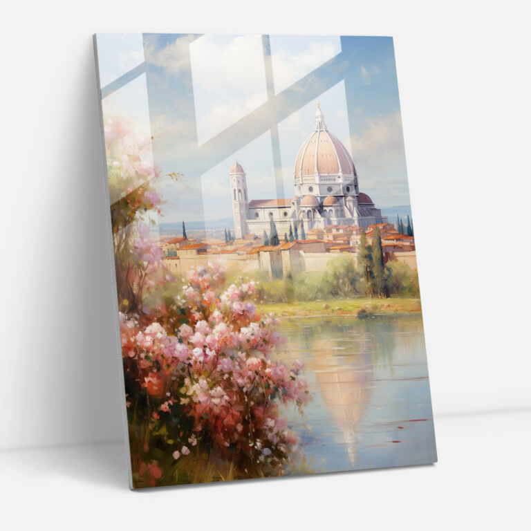 Leaning Tower Of Pisa Impressionist Glass Print - Leaning Tower Of Pisa, Home Decoration, Soft Brushstrokes, Glass Art