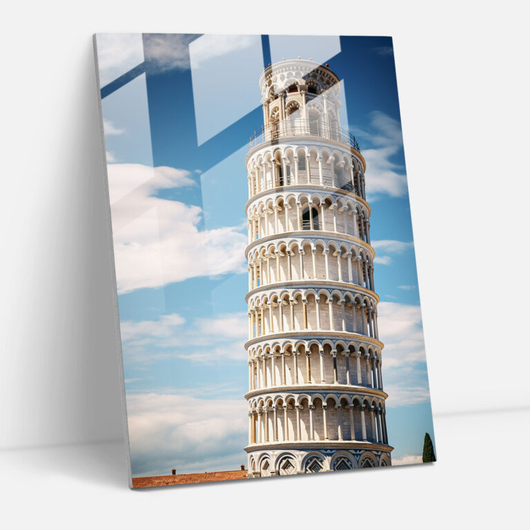 Leaning Tower Of Pisa Realistic Glass Print - Leaning Tower Of Pisa, Modern Art, Glass Art, Detailed Close-Up