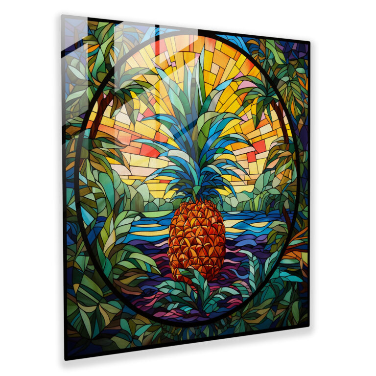 Kaleidoscope Pineapple Stained Glass Art - Pineapple, Pineapple, Home Decoration, Glass Wall Art