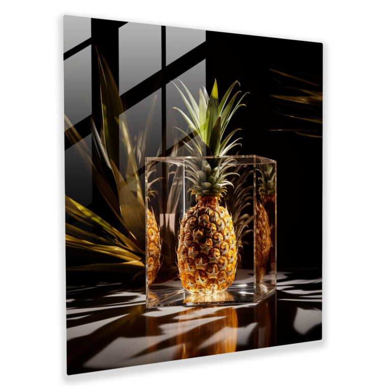 Geometric Pineapple Abstract Glass Print - Pineapple, Wall Decoration, Abstract, Home Decoration