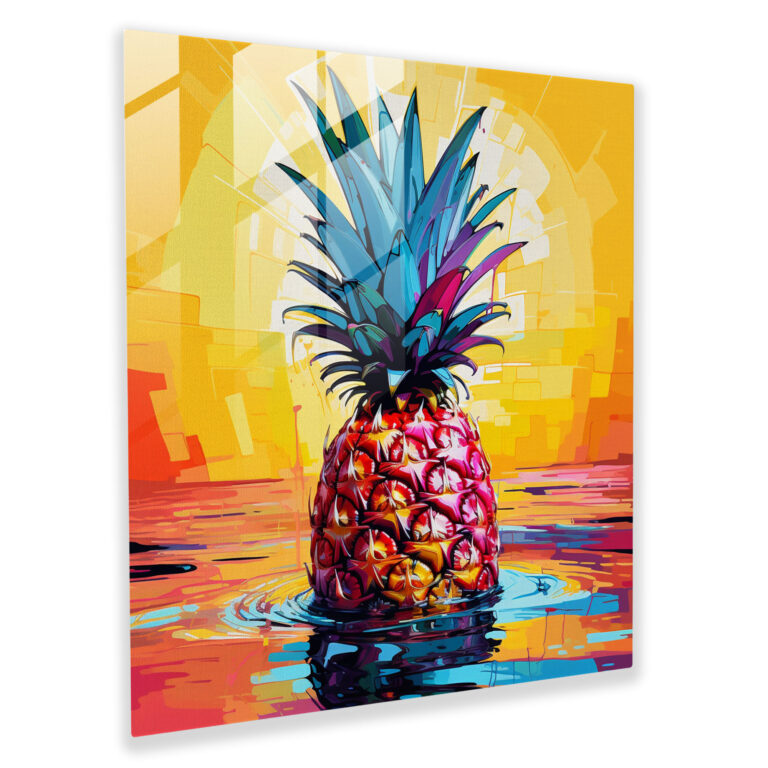 Pop Art Pineapple Glass Print - Pineapple, Vibrant Colors, Glass Print, Wall Decoration