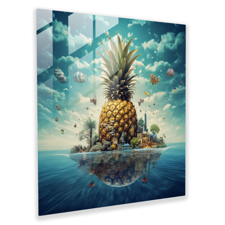 Dreamscape Pineapple Surreal Glass Print - Pineapple, Glass Wall Art, Wall Decoration, Glass Art
