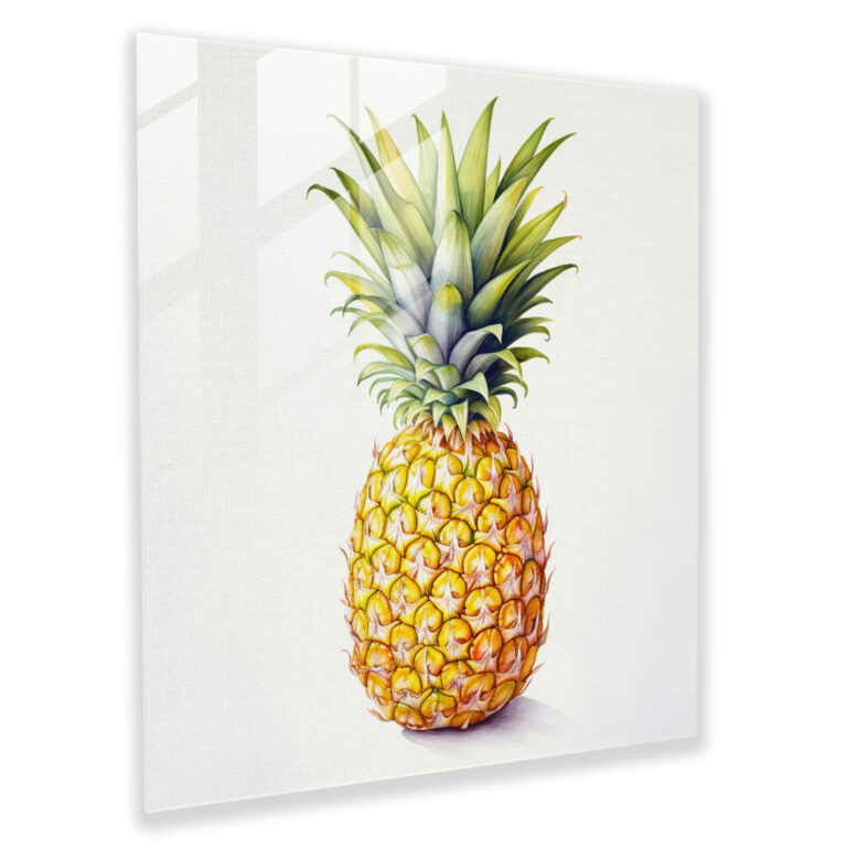 Juicy Slice Pineapple Glass Print - Pineapple, Glass Print, Realistic, Pineapple