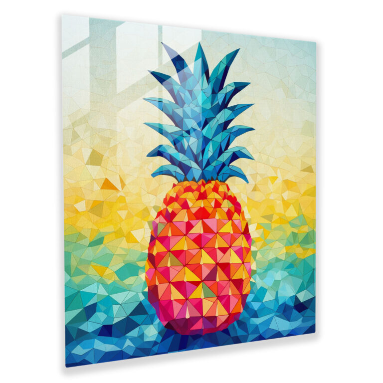 Geometric Pineapple Mosaic Glass Print - Pineapple, Wall Decoration, Glass Art, Geometric