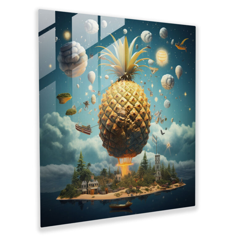 Dreamscape Pineapple Glass Print - Pineapple, Modern Art, Dreamlike, Pineapple