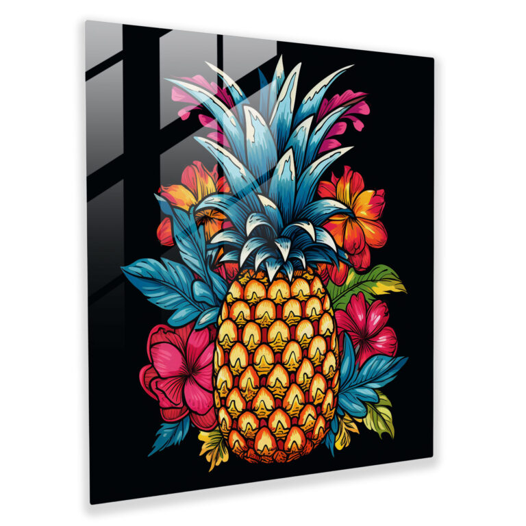 Pop Fusion Pineapple Glass Print - Pineapple, Glass Print, Wall Decoration, Vibrant