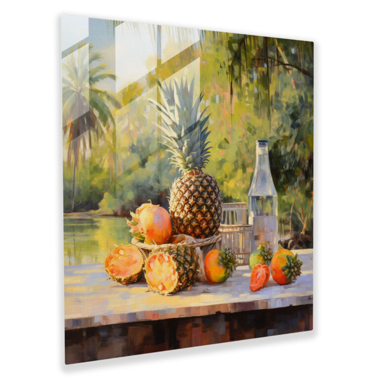 Picnic Time Pineapple Glass Print - Pineapple, Glass Print, Impressionist, Wall Decoration