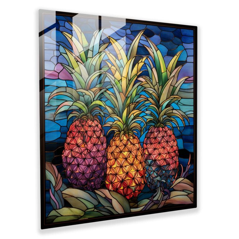 Mosaic Pineapple Glass Print - Pineapple, Wall Decoration, Intricate Details, Home Decoration