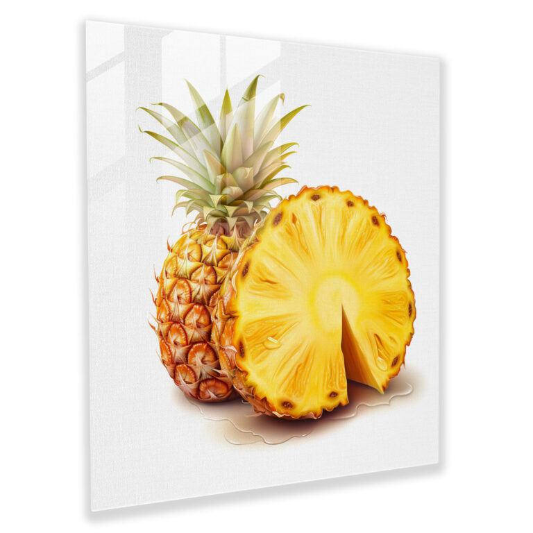 Realistic Pineapple Slice Glass Print - Pineapple, Glass Wall Art, Dining, Pineapple