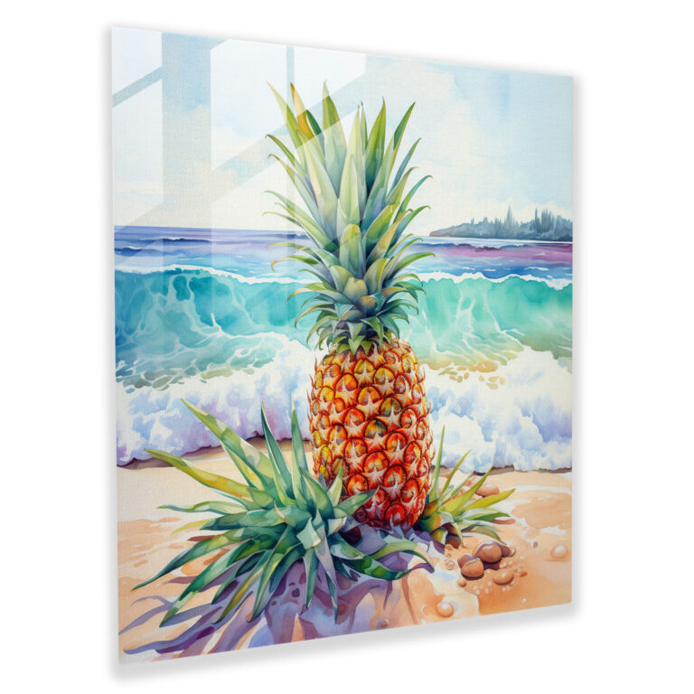 Pineapple Paradise Glass Print - Pineapple, Tropical, Home Decoration, Glass Art