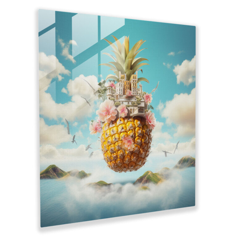 Dreamy Pineapple Glass Print - Pineapple, Surreal, Home Decoration, Pineapple