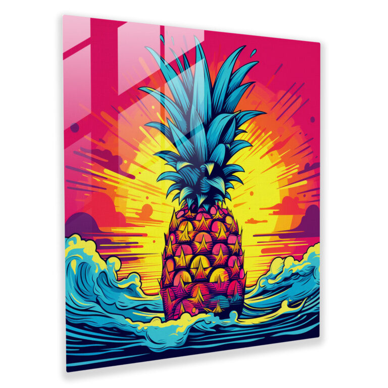 Pop Art Pineapple Glass Print - Pineapple, Pineapple, Glass Art, Wall Decoration