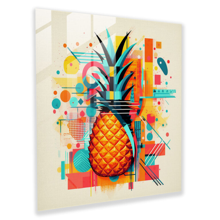 Geometric Pineapple Glass Print - Pineapple, Contemporary, Patterns, Wall Decoration