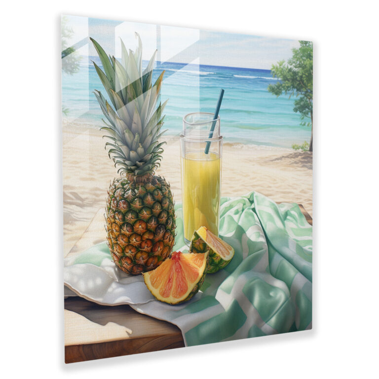 Tropical Pineapple Escape Glass Print - Pineapple, Refreshing, Serene, Pineapple