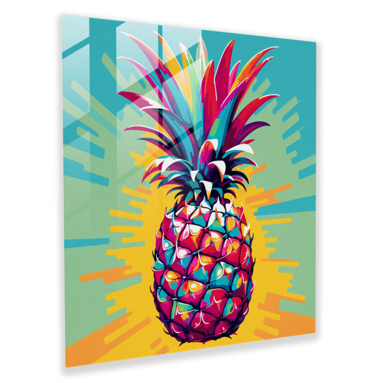 Pop Pineapple Explosion Glass Print - Pineapple, Glass Art, Pineapple, Wall Decoration