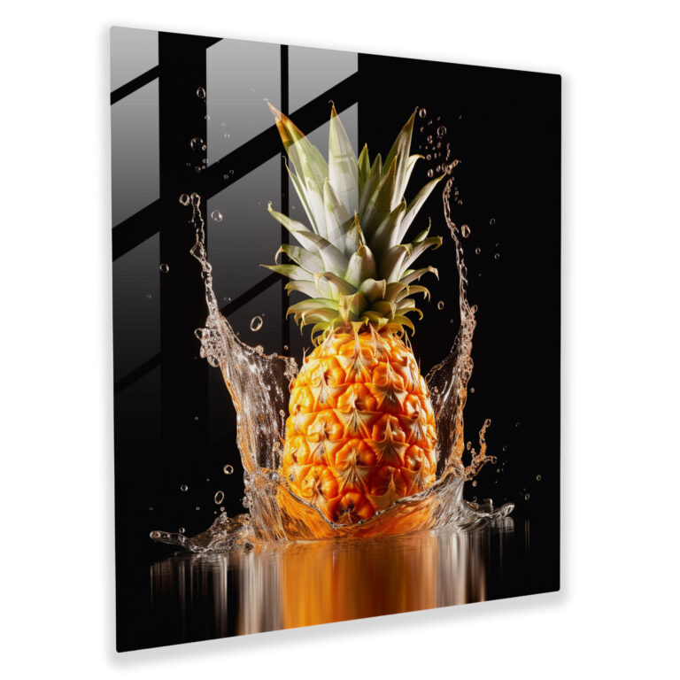 Juicy Pineapple Slice Glass Print - Pineapple, Glass Print, Pineapple, Home Decoration