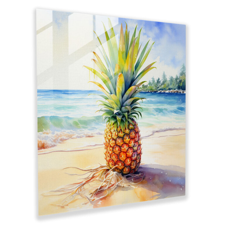 Pineapple Paradise Glass Print - Pineapple, Tropical, Wall Decoration, Modern Art