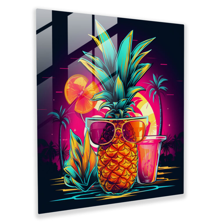 Pineapple Party Glass Print - Pineapple, Modern Art, Glass Wall Art, Wall Decoration