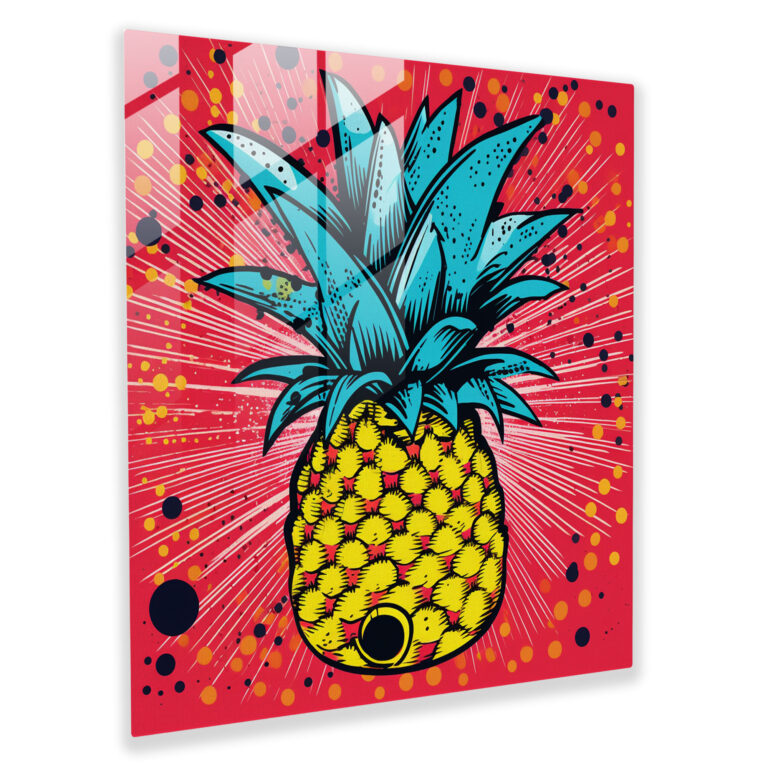 Pop Pineapple Glass Print - Pineapple, Pop Art, Bold Colors, Pineapple