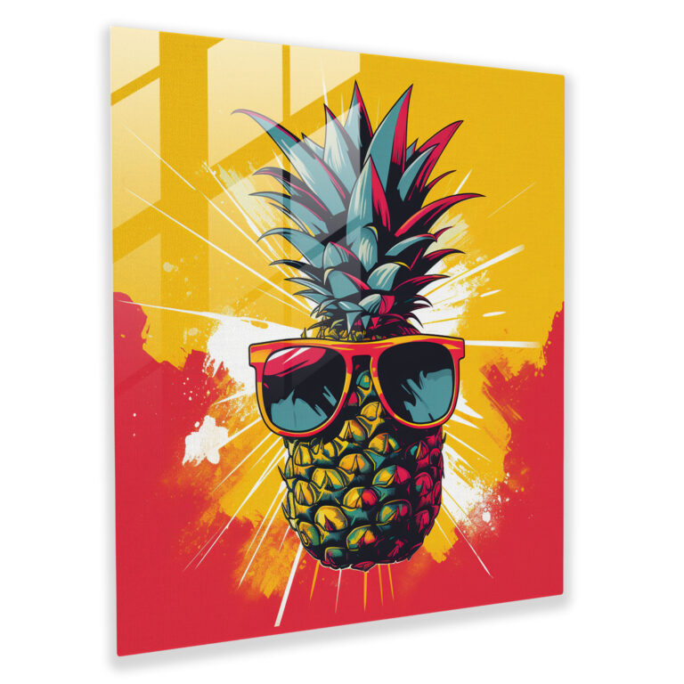 Playful Pineapple Glass Print - Pineapple, Glass Print, Modern Art, Glass Art