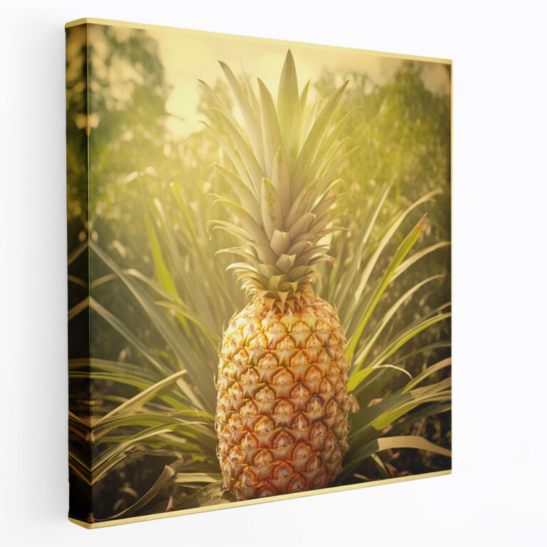 Sunlit Pineapple Canvas Print - Retro Wall Art - Pineapple, Sunlit Pineapple Canvas Print, Vintage Filter, Canvas Wall Art