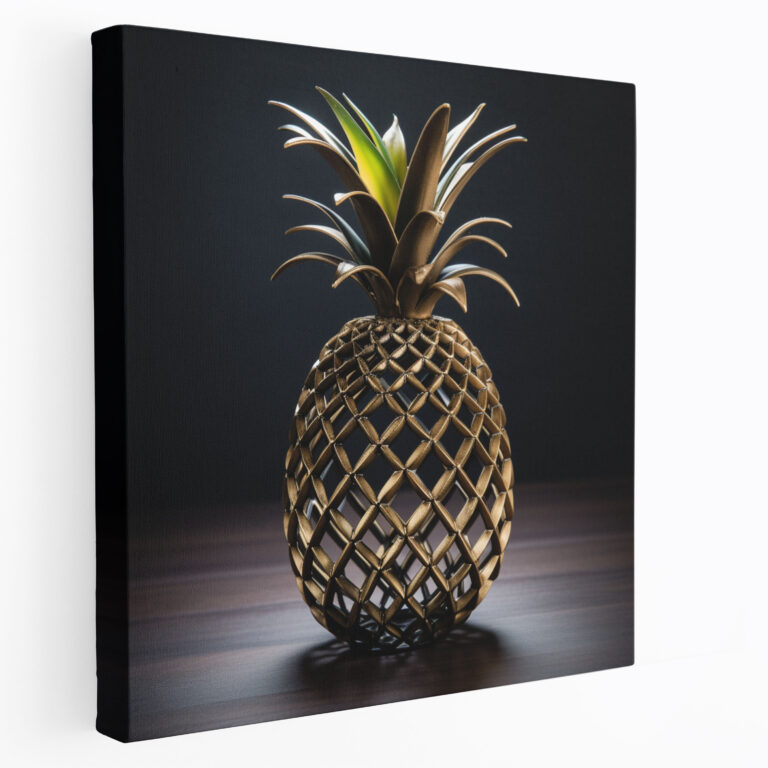 Metal Wire Pineapple Wall Art - Industrial Canvas Print - Pineapple, Sculptural Element, Industrial Canvas Print, Wall Decoration