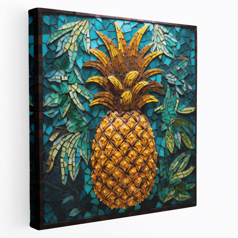 Pineapple Mosaic Canvas Print - Artistic Wall Art - Pineapple, Wall Decoration, Canvas, Vibrant Tiles