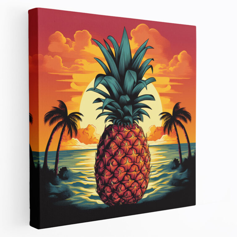 Pineapple Canvas Print - Sunset Silhouette - Pineapple, Wall Art, Canvas Print, Wall Decoration