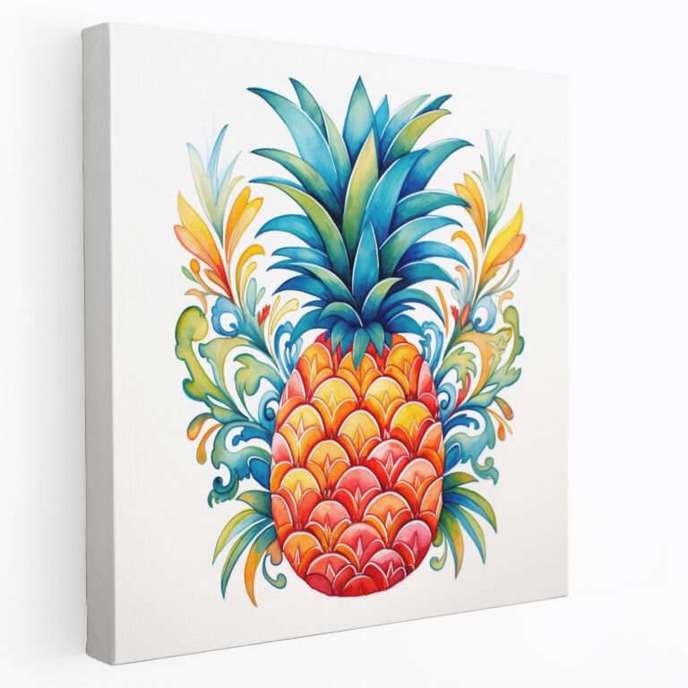 Pineapple Canvas Print - Tropical Watercolor Wall Art - Pineapple, Wall Art, Wall Decoration, Canvas Wall Art