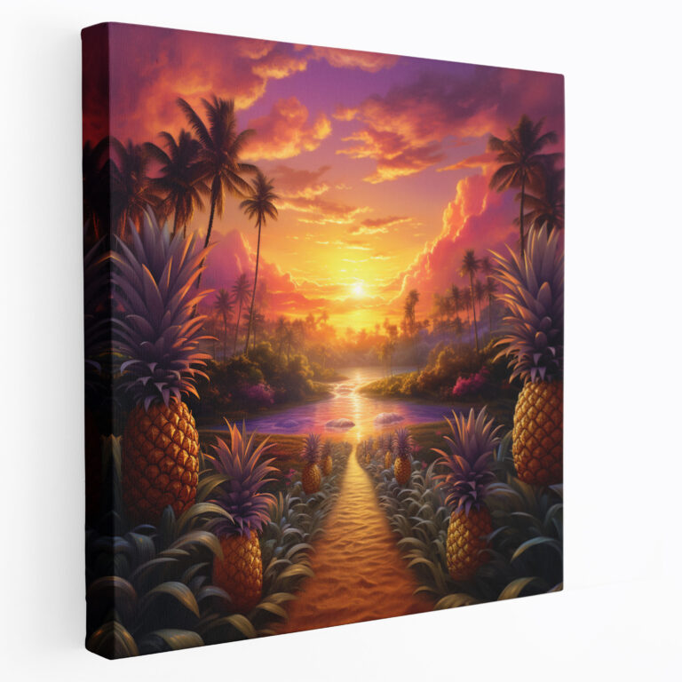 Pineapple Canvas Print - Tropical Sunset Wall Art - Pineapple, Canvas Print, Sunset, Tropical