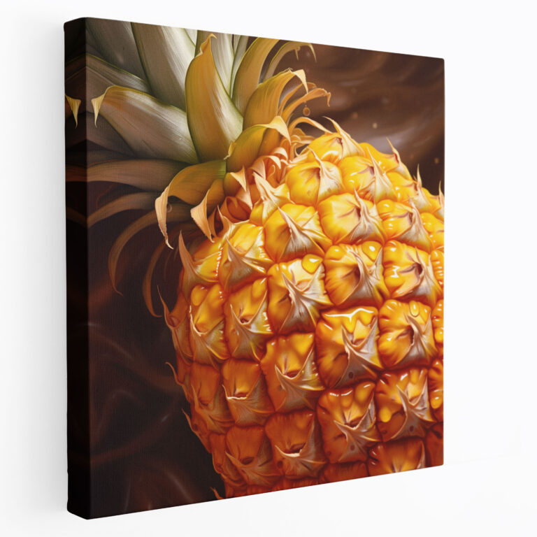 Pineapple Canvas Print - Realistic Close-Up - Pineapple, Wall Decoration, Pineapple Canvas Print, Realistic Close-Up Wall Art