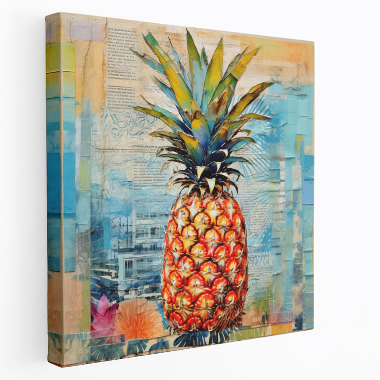 Mixed Media Pineapple Wall Art - Abstract Style - Pineapple, Abstract Style Canvas Print, Home Decoration, Canvas Wall Art