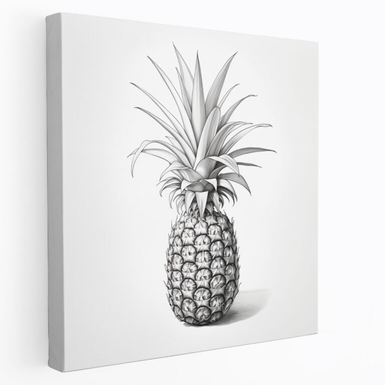 Minimalist Pineapple Wall Art - Grayscale Illustration - Pineapple, Minimalist Pineapple Wall Art, Grayscale Illustration Canvas Print, Home Decoration
