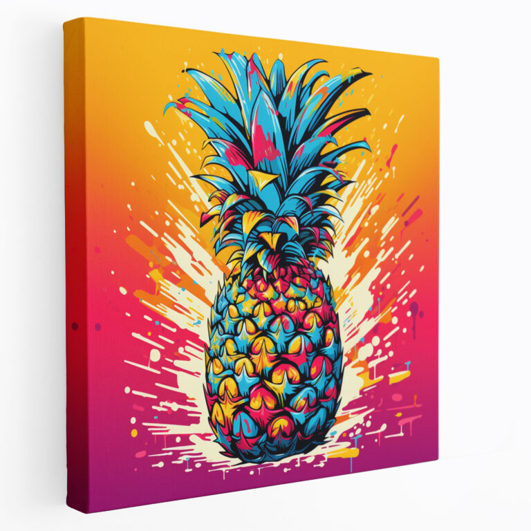Pop Art Pineapple Wall Art - Pineapple, Vibrant Hues, Quirky Pop Art Illustration, Canvas Print