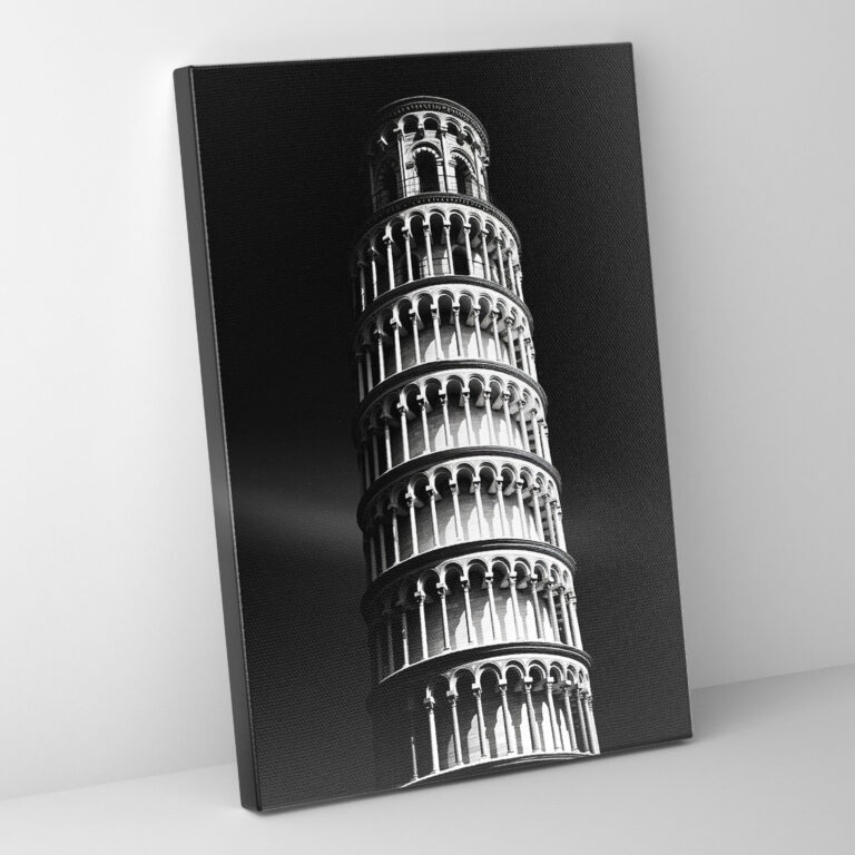 Leaning Tower Of Pisa Wall Art - Leaning Tower Of Pisa, Black And White Photograph, Sophistication, Wall Decoration