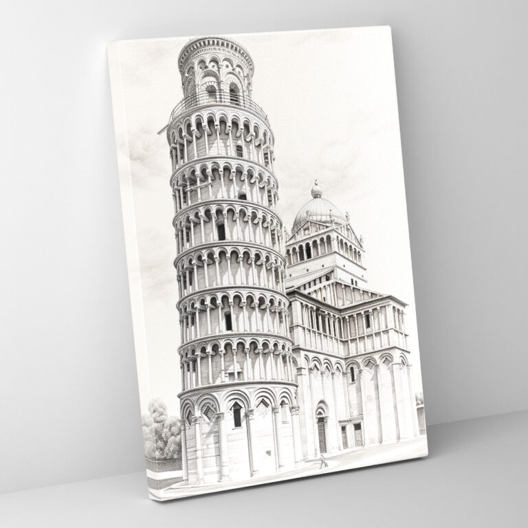 Leaning Tower Of Pisa Wall Art - Leaning Tower Of Pisa, Wall Decoration, Realistic Sketch, Sophistication