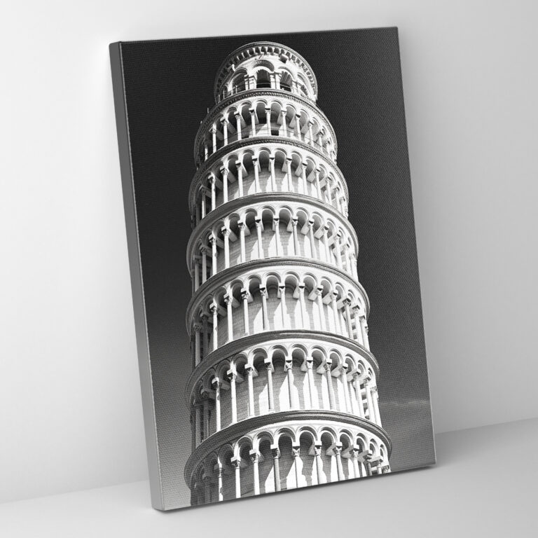 Leaning Tower Of Pisa Wall Art - Leaning Tower Of Pisa, Canvas Wall Art, Home Decoration, Black And White Photograph