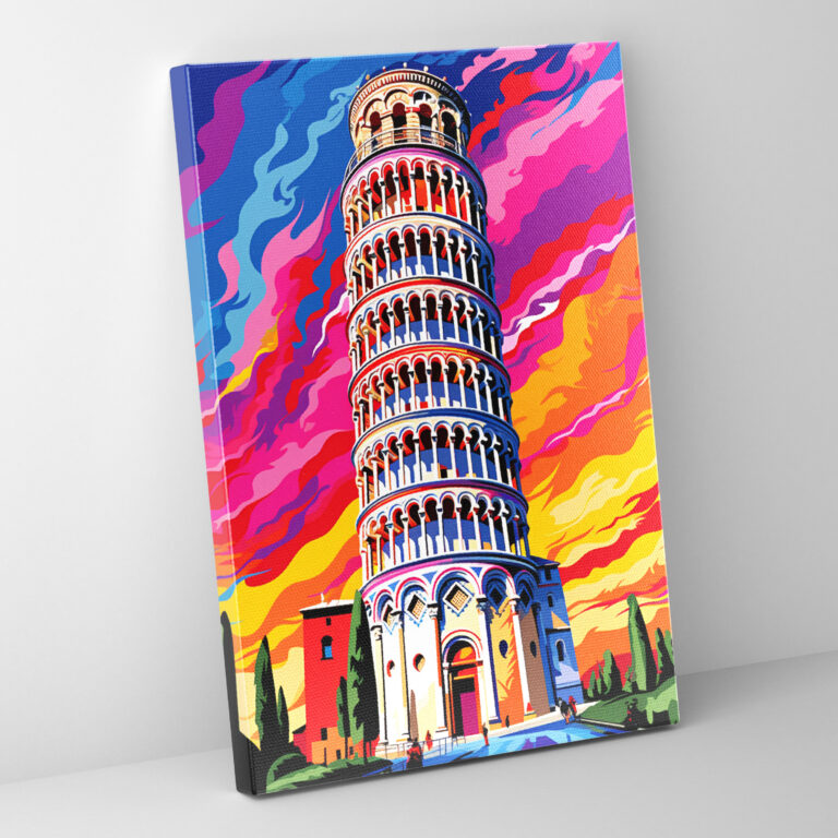 Leaning Tower Of Pisa Pop Art Canvas Print - Leaning Tower Of Pisa, Home Decoration, Canvas Print, Canvas