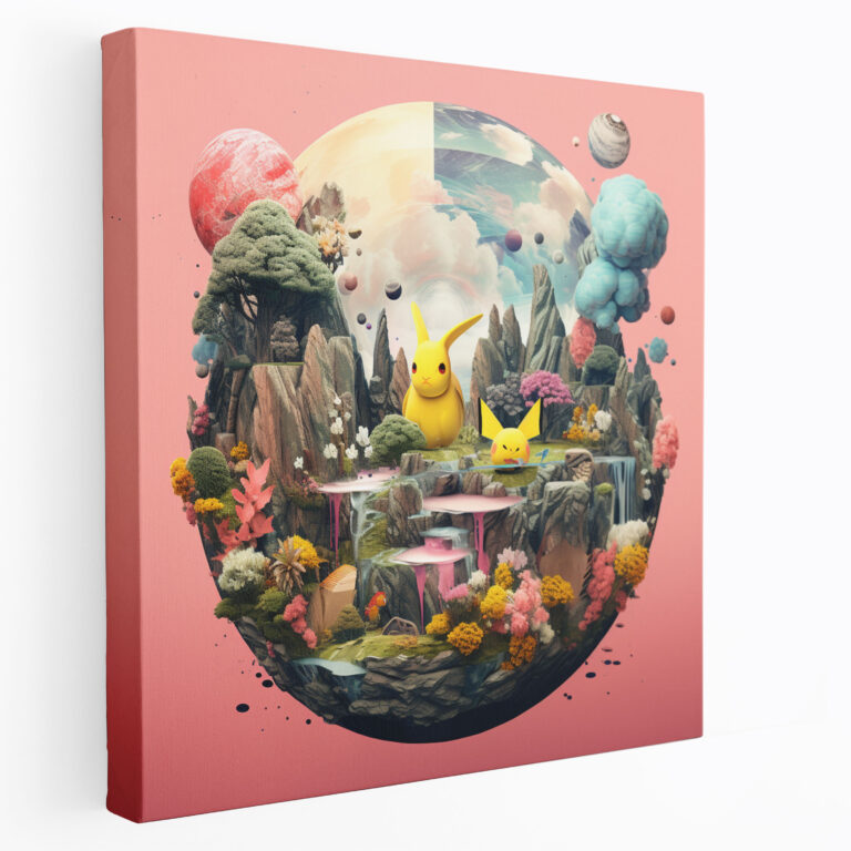 Pokemon Surreal Wall Decoration: Abstract Digital Collage - Pokemon, Canvas, Canvas Wall Art, Wall Decoration