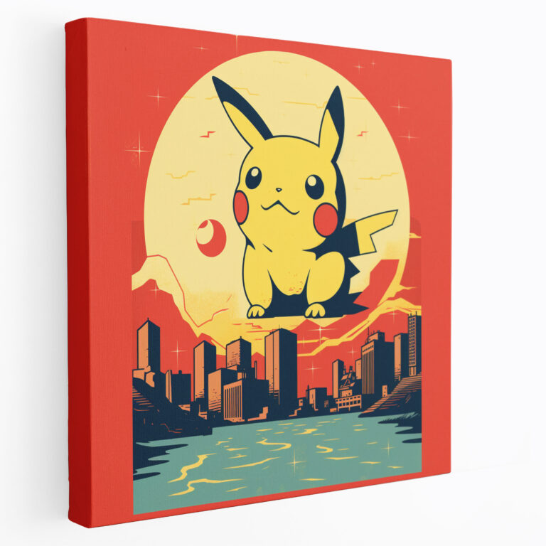 Pokemon Canvas Print: Retro Minimalist Pikachu Wall Art - Pokemon, Wall Decoration, Retro, Urban Life