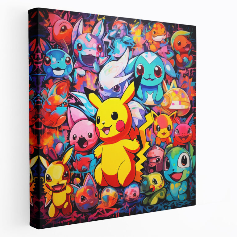 Pokemon Canvas Print: Pop Art Collage Wall Art - Pokemon, Canvas Wall Art, Home Decoration, Bold Colors