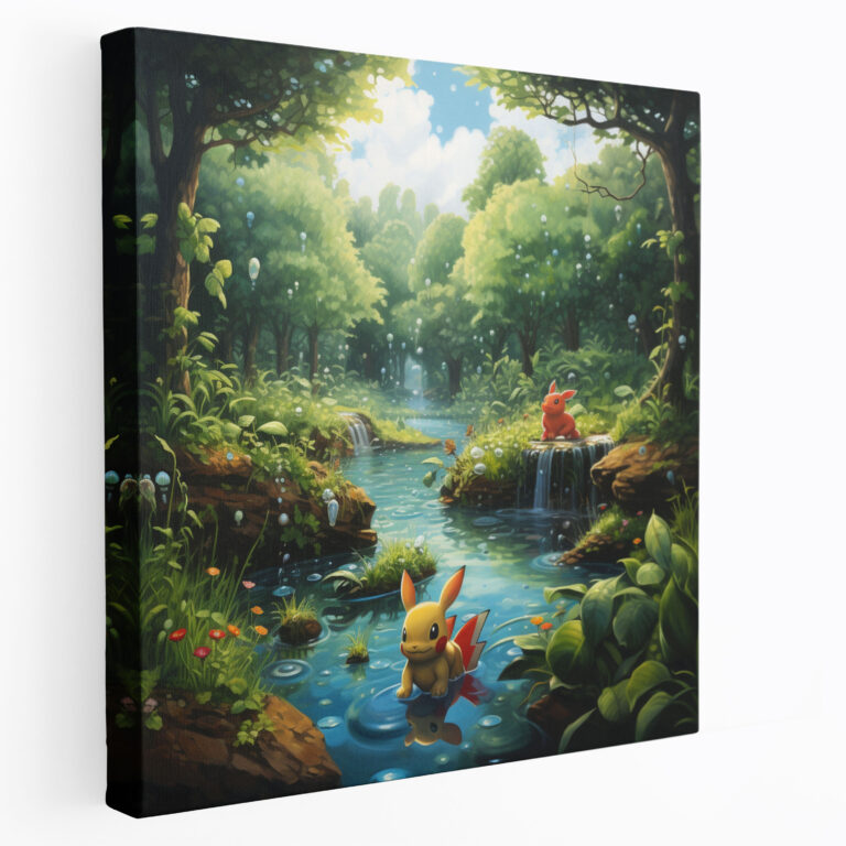 Pokemon Canvas Print: Serene Landscape Oil Painting Wall Art - Pokemon, Wall Decoration, Canvas Print, Canvas