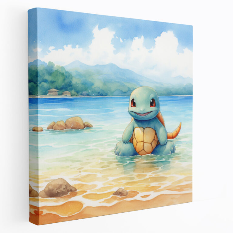 Pokemon Canvas Print: Squirtle At Peaceful Beach - Pokemon, Canvas Wall Art, Squirtle, Pokemon