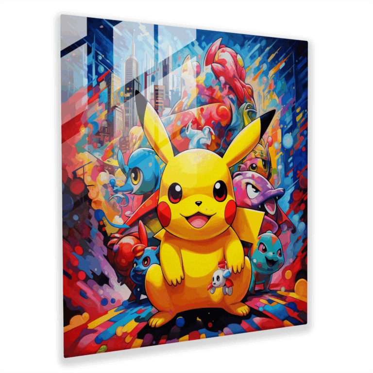 Extravagant Spectrum Glass Print: Pokemon Fusion Cityscape