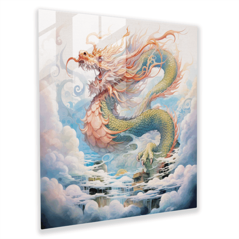 Mystical Dragon Glass Print Wall Decoration