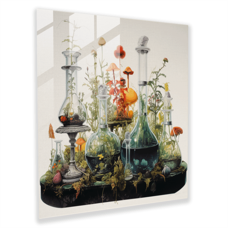 Surreal underwater scene, vibrant marine life glass wall decoration