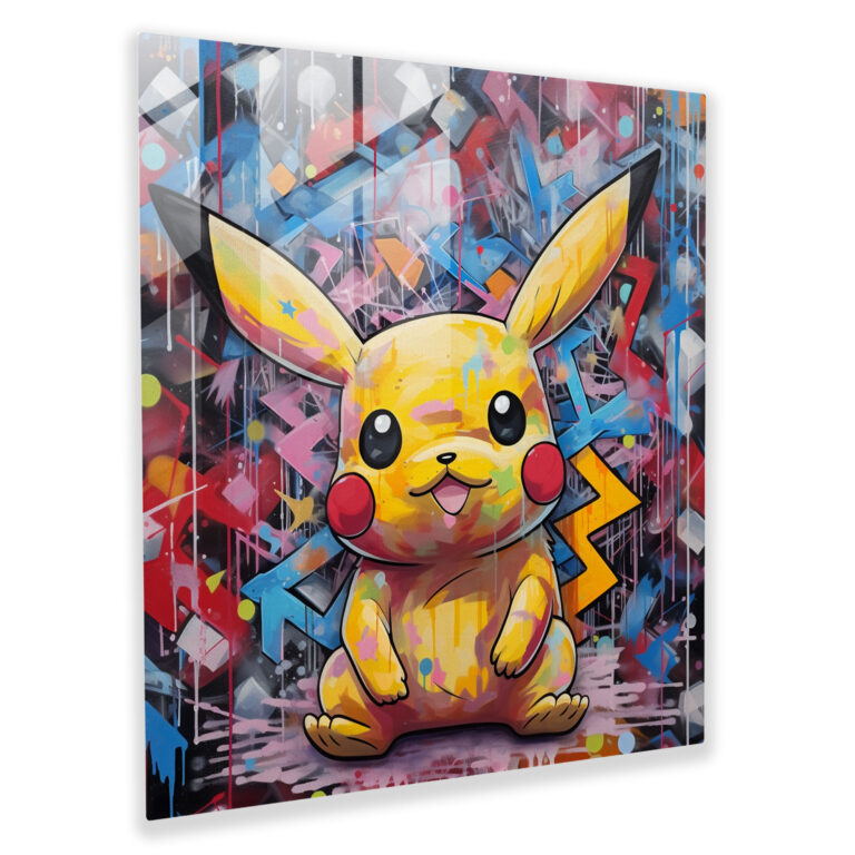 Pikachu Urban Vibe: Glass Print - Pokemon, Glass Wall Art, Glass Print, Wall Decoration