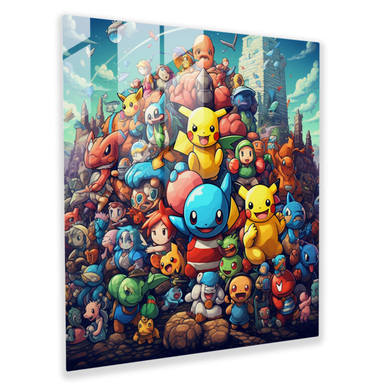 Pixel Pokemon Glass Print - Pokemon, Glass Print, Wall Decoration, Modern Art